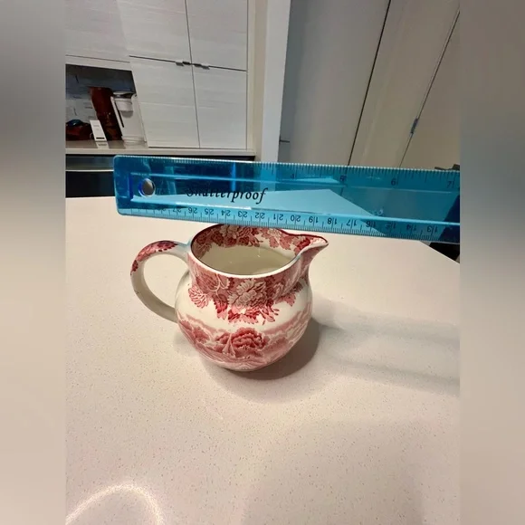 Woods Ware English Scenery milk jug pitcher, cream and red transferware china - Picture 4 of 5